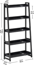 Industrial 5 Tier Bookshelf With Steel Frame 74In Tall