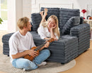 53 Inch Chaise Lounge Grey Sleeper Chair For Living Room