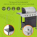 Propane Grill 4 Burner Barbecue Grill Stainless Steel Gas Grill with Side Burner, 46,500 BTU Outdoor Cooking, Patio, Garden Barbecue Grill, Black and Silver