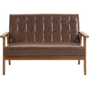 Mid-Century Modern Solid Loveseat Sofa Upholstered Pu Leather Loveseat, 2-Seat Upholstered Loveseat Sofa Modern Couch