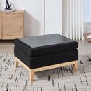 33.86'W Upholstered Wood Base Storage Ottoman with Reversible Lid Coffee Table, Foot Stool Square Footrest with Rubberwood Legs for Living Room Bedroom Entryway and Office, Black Boucle.