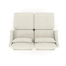 Elegant Beige Chenille Two-Seater Sofa with Ottomans and Lumbar Pillows