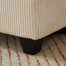 Convertible Chaise Lounge 63' Loveseat Sofa Bed with USB Ports, Cup Holders, Phone Holder, Storage, Beige Corduroy