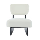 [Set of 2] Modern Beige Lounge Chair with Polyester Upholstery, Sturdy Black Wood Base, Minimalist Design, Stylish and Comfortable Accent Seating for Living Room, Bedroom, or Office