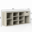 Storage Bench, Shoe Bench, Entryway Bench with Padded Cushion, Drawer and Open Compartments, Bench with Storage, 3 Tier Shoe Rack Bench