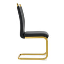 Modern Dining Chairs, PU Faux Leather High Back Upholstered Side Chair with Golden C-shaped Tube Metal Legs for Dining Room,Kitchen(Set of 2 )(Black+PU)W115171346