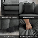 Grey Chenille 2 Piece Loveseat Armchair Set With Pillows