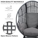 New Grid Style  PE Wicker Weaving Patio Egg Chair with Gray Color Rattan Gray Cushion and Table