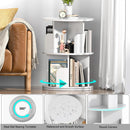 Rotating Bookshelf 2 Tier White Narrow Corner Swivel
