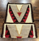 Antique Navajo Rug 2x4, Collectible Native American Wool Handmade Rug, Ivory Black Red Gray, Vintage Navajo Textile
