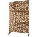 Outdoor & Indoor Privacy Screen Metal Privacy Screen 76' H×48' W, Freestanding Decorative Privacy Screen for Deck Balcony Patio, Privacy Fence Panels for Outside Lawn Garden PS115 BROWN