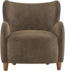 Brown Velvet Wingback Chair With Contoured Backrest