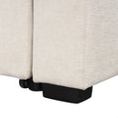 Beige Chenille Sectional Sofa Convertible Pull-out Bed with Storage Ottoman & USB Ports, 109.1'
