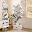 8 Tier Tree Bookshelf With Drawer White Wood Space Saving