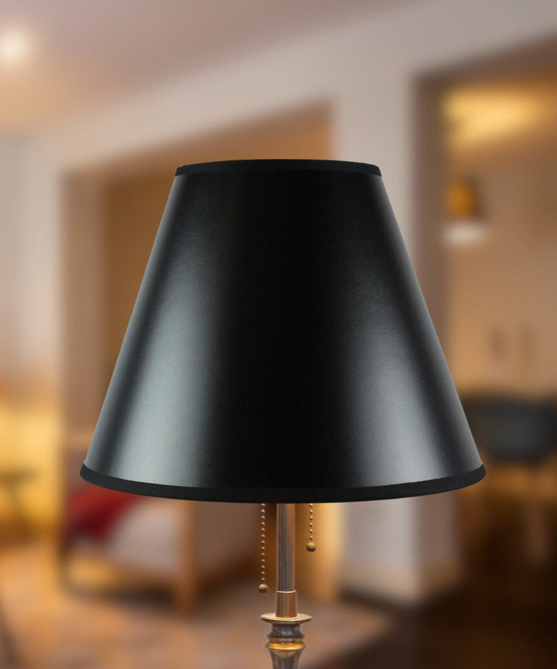 12"W x 10"H Bold Black with True Gold Lining Hard Back Empire Lampshade