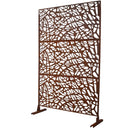 Outdoor & Indoor Privacy Screen Metal Privacy Screen 76' H×48' W, Freestanding Decorative Privacy Screen for Deck Balcony Patio, Rust Red Steel