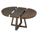 TREXM 5-Piece Retro Functional Dining Set, Round Table with a 16'W Leaf and 4 Upholstered Chairs for Dining Room and Living Room (Walnut)
