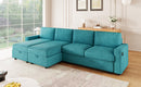 Convertible U-shaped Sectional Sofa with Storage Chaise Lounges & USB Ports, Teal, Twill Polyester, 103.9'