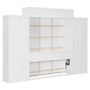 Full Size Murphy Bed Wall Bed with Closet ,Drawers and Table,White