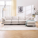 Modular Sectional Sofa,  L Shaped Couch Set for Living Room, 4-Seater Comfy Cloud Couches with Movable Ottoman Beige