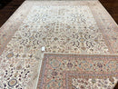 Wonderful Silk Hereke Rug 8x12, Silk Pile on Silk Foundation, Ivory/Cream, Floral Pattern, Handmade, Vintage