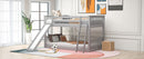 Twin over Twin Bunk Bed with Convertible Slide and Ladder, Gray(Old SKU: SM000213)