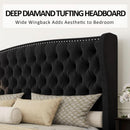 Queen Size Platform Bed Frame With Nailhead Trim Deluxe