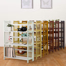 Three Shelf Folding Stackable Bookcase 27.5 Inch Wide Espresso Wood Home Office Storage