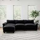 Living Room Furniture Luxury Sectional Sofa Couch with Ottoman Soft Velvet Upholstered Sofa Black