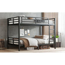 Metal Full XL over Full XL Bunk Bed for Teens and Adults,Space-Saving/Noise Reduced/No Box Spring Needed, Black