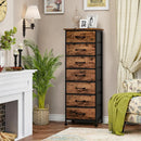 Tall Dresser With Seven Fabric Drawers In Woodgrain Finish