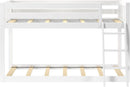 White Twin Low Bunk Bed Solid Wood Frame For Kids Safe