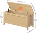 Large Natural Storage Bench with Safety Hinge, 39.4 Inches