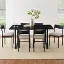 Six Seat Contemporary Dining Set Black Upholstered