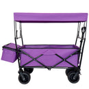 480Lbs Collapsible Wagon with Canopy,Wagon Stroller with 7' All-Terrain Wheels, Lightweight Foldable Wagon, Large Capacity for Camping, Shopping, Sports, and Garden Use, purple