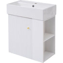 21.6inch Modern Floating Bathroom Vanity with Ceramic Basin - Perfect for Small Bathrooms, Right side storage
