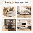 Vingl Modern 39.2Inch ExtraWide Swivel Armchair Khaki