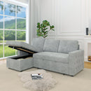 85 Inches Sofa Bed, 3 Seater Sleeper Sofa with Storage Chaise, Square Handrail With Pull and Copper nail,Chenille-Light Grey, Pull Out Couch for Living Room
