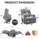 Dual Motor Heat Massage Infinite Position Up to 350 LBS Electric Power Lift Recliners with Power-Remote, Medium-firm and Heavy Duty, Light Grey