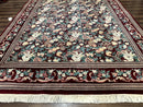 Pakistani Rug 9x12 William Morris Maroon Vintage Floral Wool