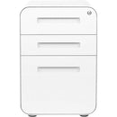 White Filing Cabinet With Lock And Wheels For Office