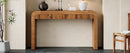 TREXM Rustic Console Table with Fluted Drawer Front, Entryway Table with Curved Corners & Thick Legs, Sturdy Sofa Table for Hallway & Living Room (Brown)