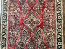 Antique Persian Sarouk Rug 4x7, Floral, Red 1920s Persian Wool Carpet