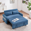 55.1' Pull Out Sleep Sofa Bed Loveseats Sofa Couch with Adjsutable Backrest, Storage Pockets, 2 Soft Pillows, USB Ports for Living Room, Bedroom, Apartment, Office, Blue (Old SKU: WF315689AAC)