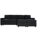 Convertible U-shaped Sectional Sofa with Storage Chaise Lounges and USB Ports, Black Twill Polyester, 103.9 Inches