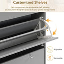 Narrow Design Shoe Cabinet with 3 Flip Drawers, Wood Grain Pattern Top Entryway Organizer with 3 Hooks, Free Standing Shoe Rack with Adjustable Panel for Hallway, Grey