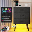 2 Pack Modern Nightstand with Charging Station, Bedside Tables with LED Light and Fabric Drawers