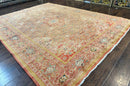 Antique Persian Tabriz Khoy Rug 8x10, Handmade Wool Carpet, Light Green Beige, Vintage Rug for Modern Home