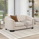 Modern Velvet Upholstered Loveseat Sofa with Thick Removable Seat Cushion, Beige, 64.3 Inches