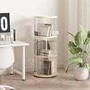 360 Rotating Bookshelf, Small Corner Bookcase with Small Footprint, 3 Tier Floor Standing Bookcasefor Kids&Adults, Narrow Book Shelf Organizer for Bedroom, Living Room, Round, White